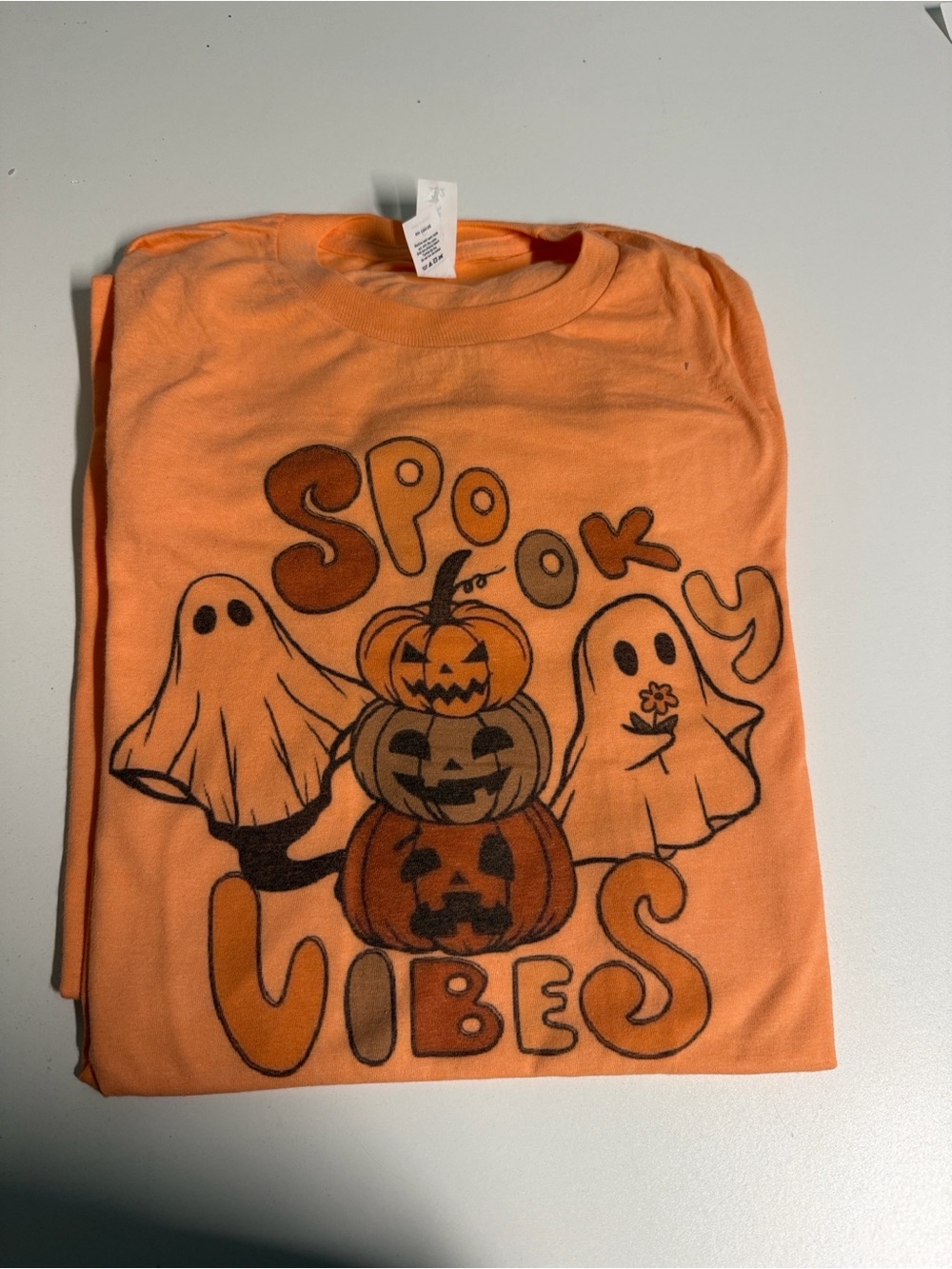 Orange "Spooky Vibes" Halloween Costume Shirt